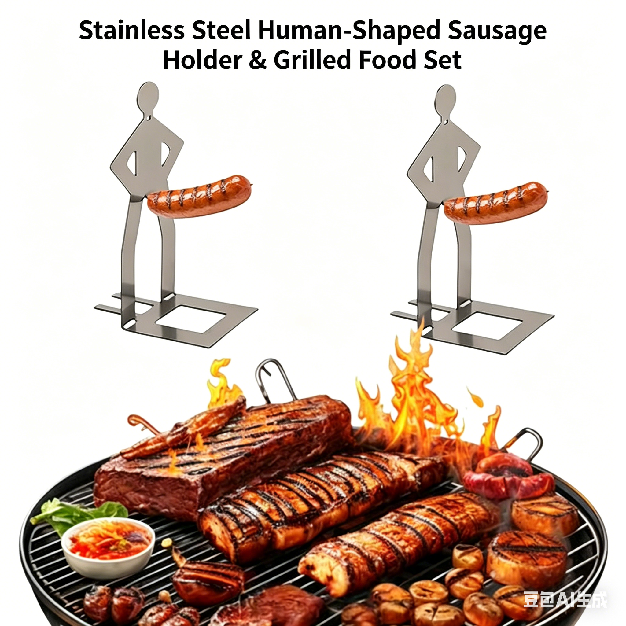 Hot Dog Press - Stainless Steel BBQ Sausage Holder Reusable