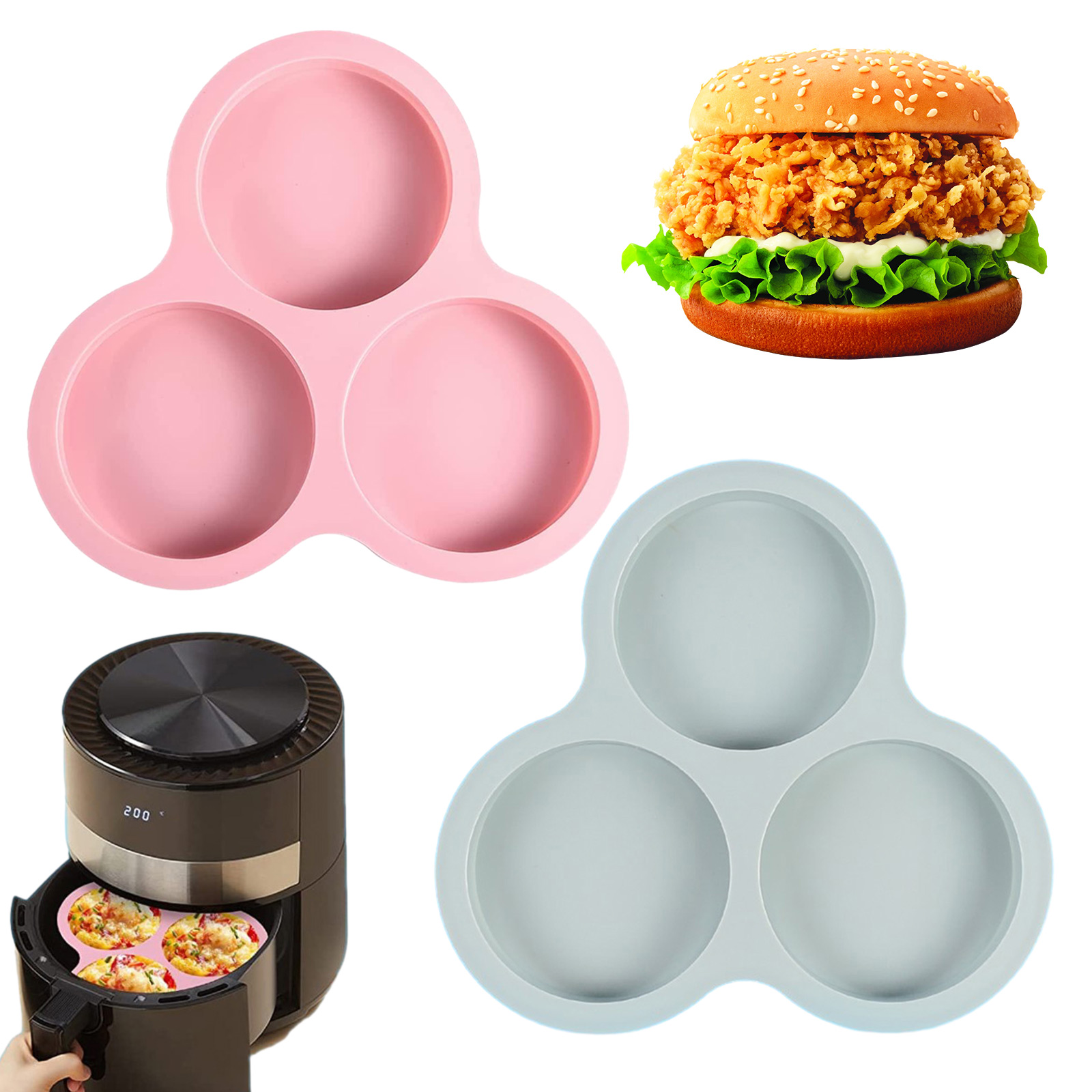 Egg Waffle Pan - 1/2pcs Silicone Air Fryer Egg Pan