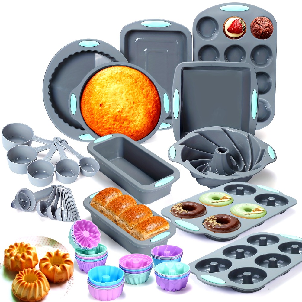 Donut Mold Silicone - 51 Pieces Silicone Baking Pan Set,