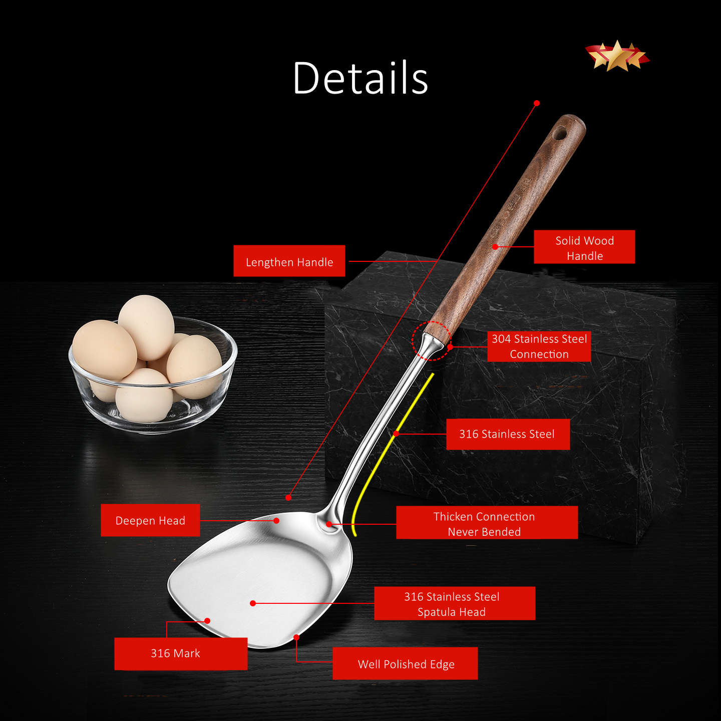 LFGB Certification 316 Stainle - đánh giá và giá Okonomiyaki Spatula