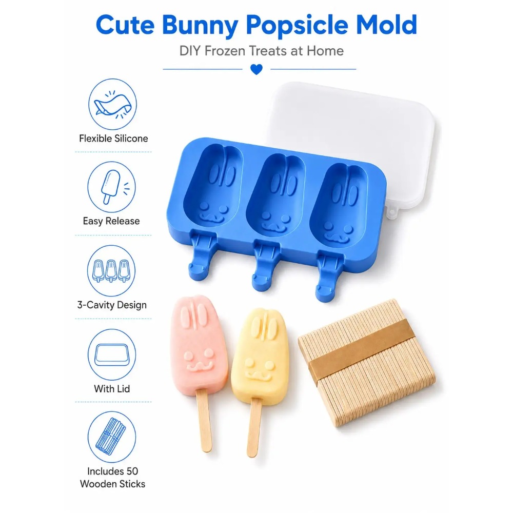 1pc 3-Cavity Silicone Popsicle - đánh giá và giá Bunny Cake Mold