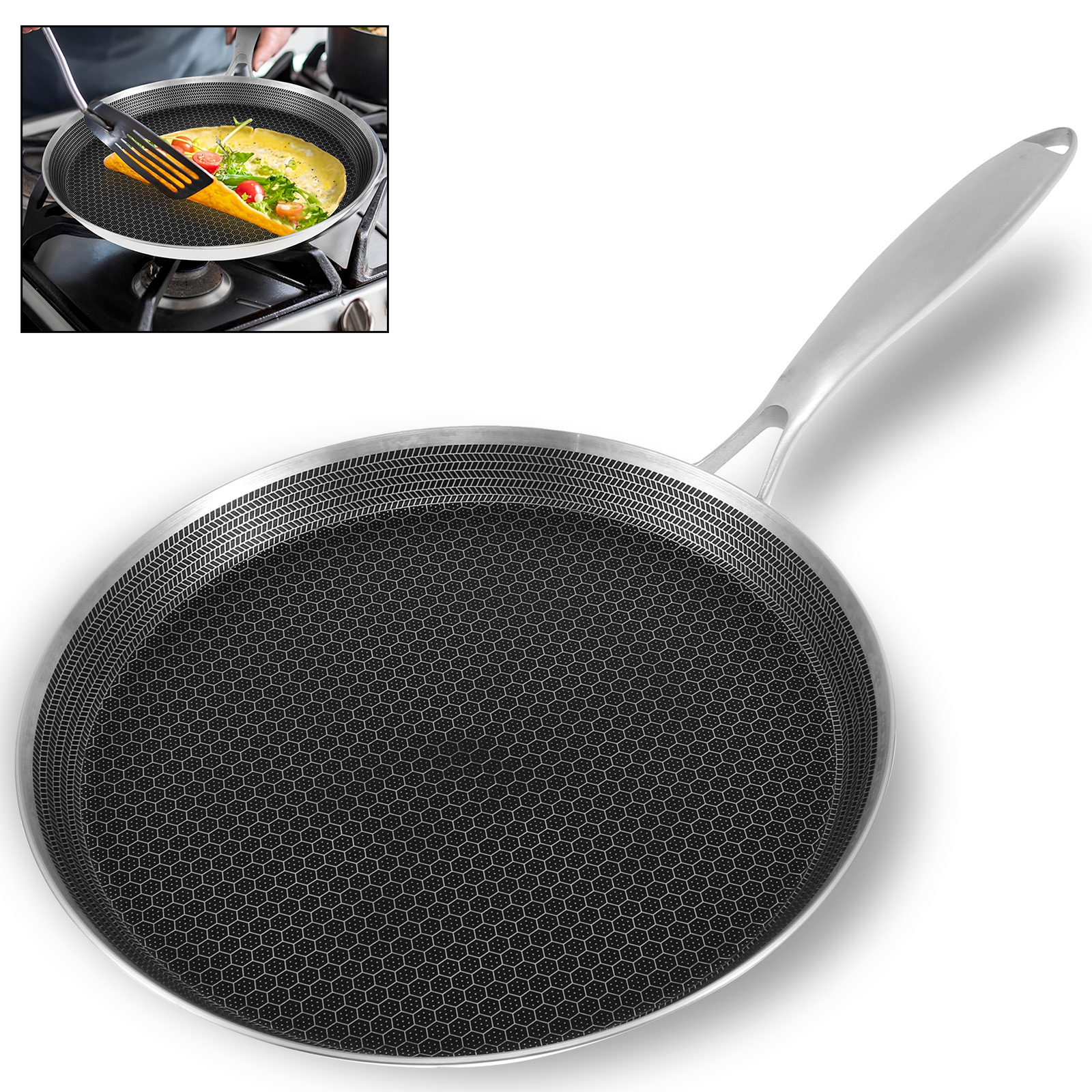 Stainless Steel Frying Pan Non - đánh giá và giá Danish Pancake Pan