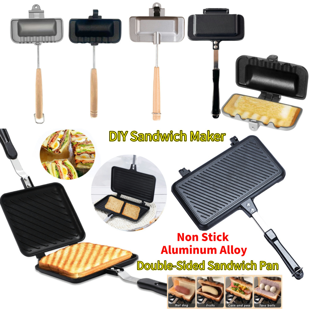 Double-Sided Sandwich Pan Non  - đánh giá và giá Hot Dog Press