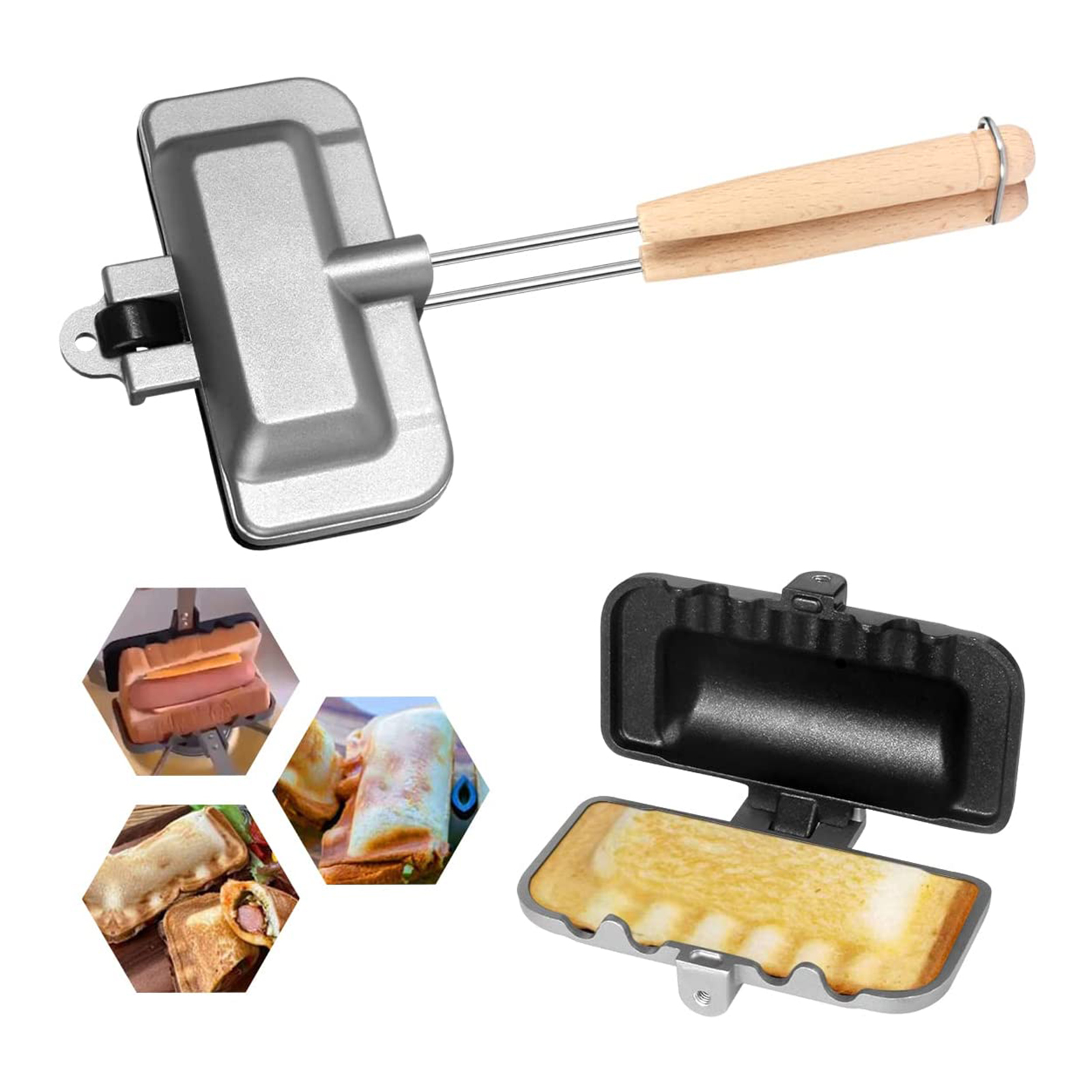 Double-Sided Sandwich Pan Non  - đánh giá và giá Hot Dog Press