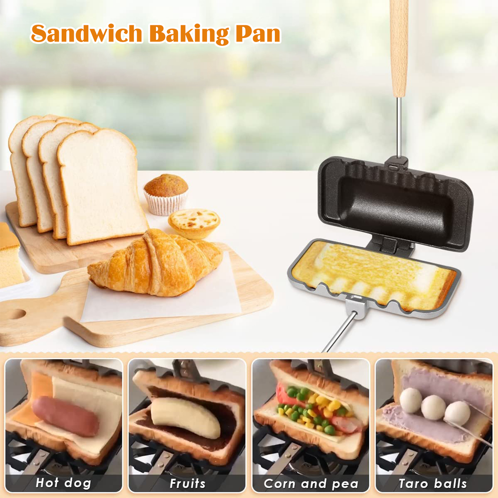 Double-Sided Sandwich Pan Non  - đánh giá và giá Hot Dog Press