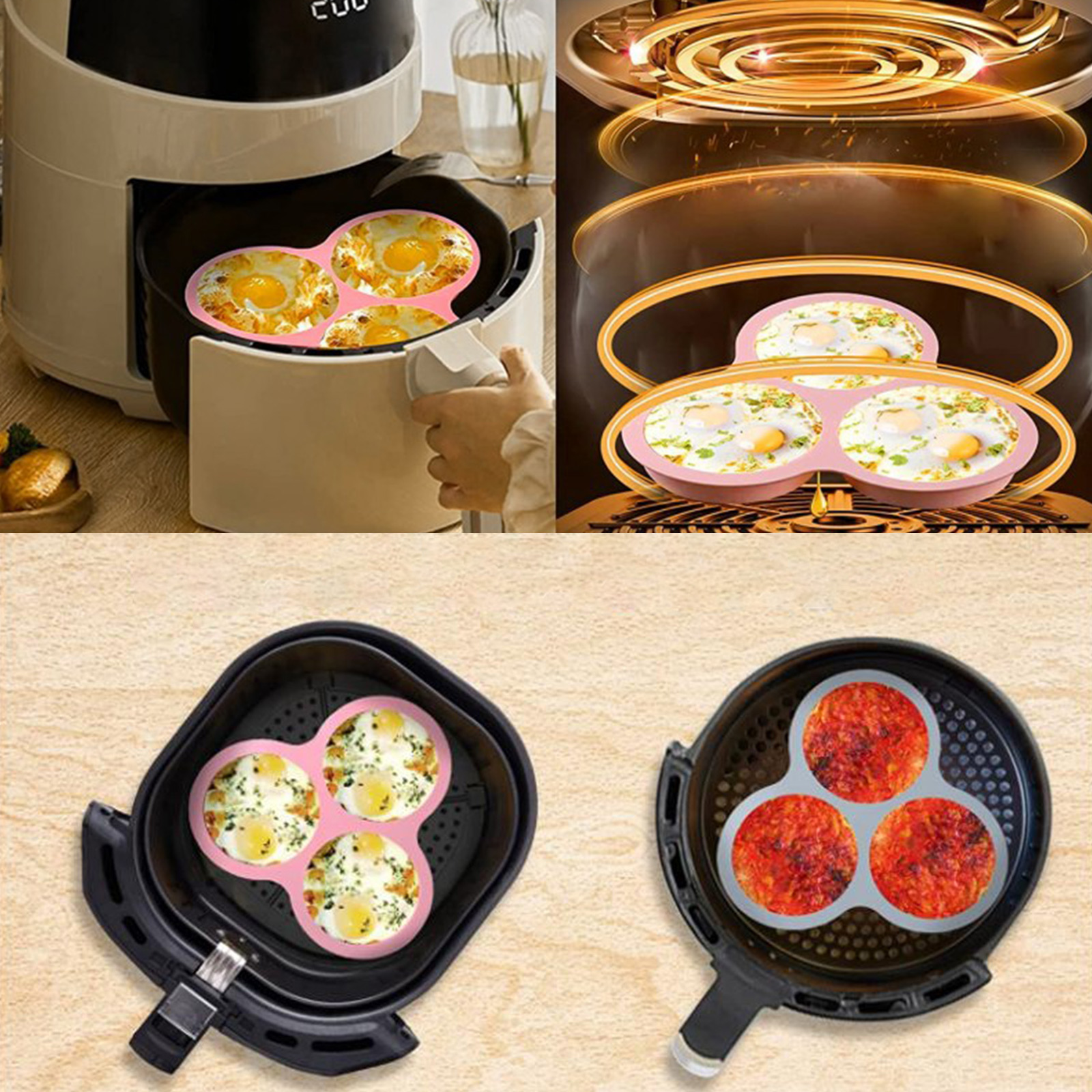 1/2pcs Silicone Air Fryer Egg  - đánh giá và giá Egg Waffle Pan