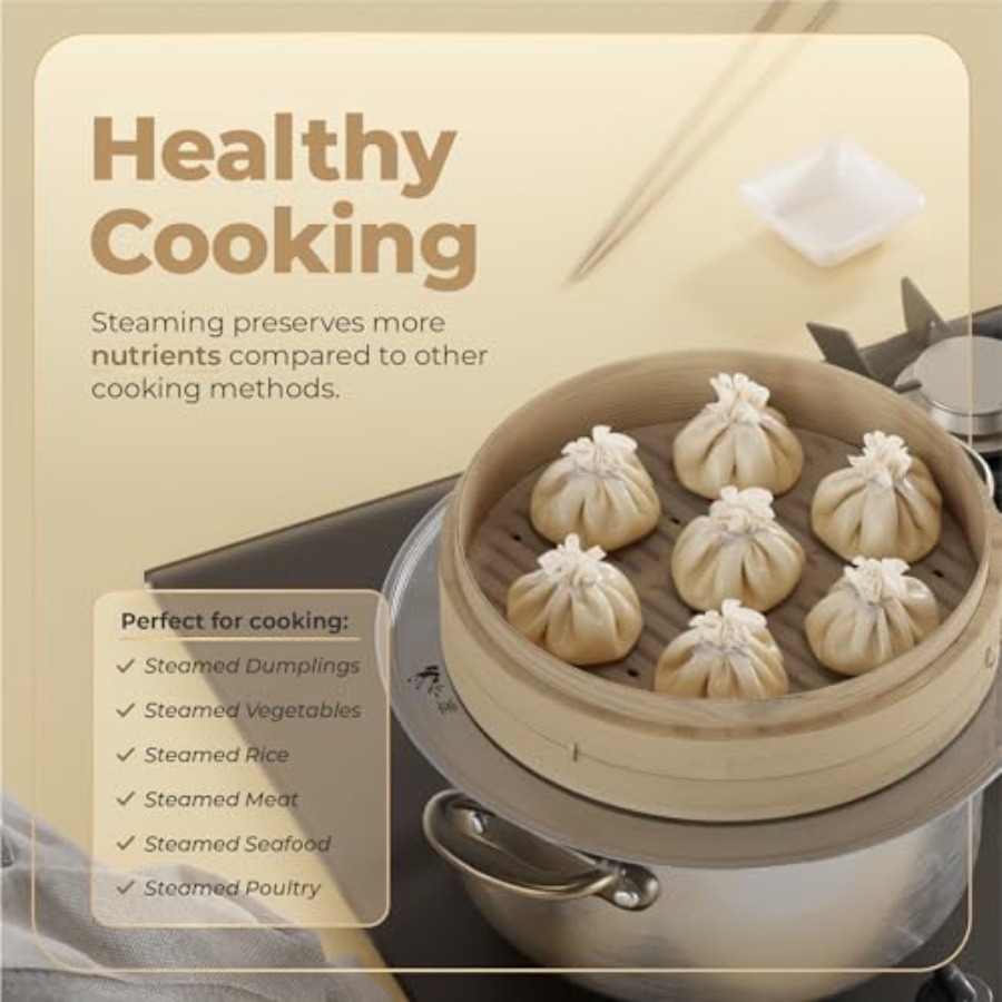 Bamboo Steamer Basket - 2-Tier - đánh giá và giá Bao Steamer Bamboo