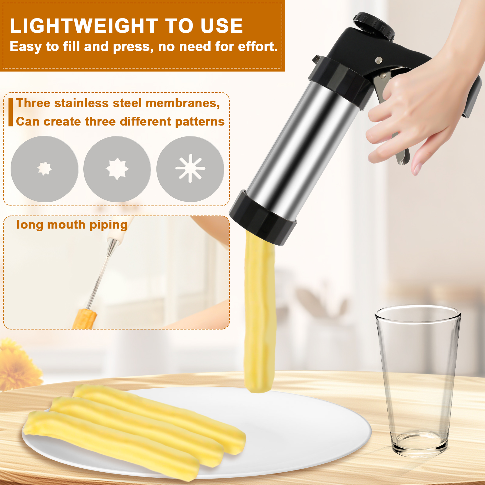 Cookie Press Gun Kit Stainless - đánh giá và giá Churros Maker Gun