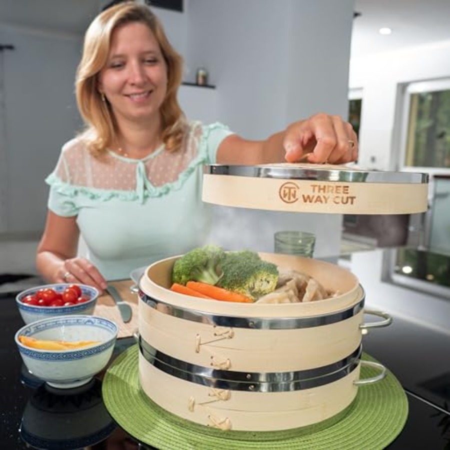 2-tier 10 Bamboo Steamer with  - đánh giá và giá Bao Steamer Bamboo