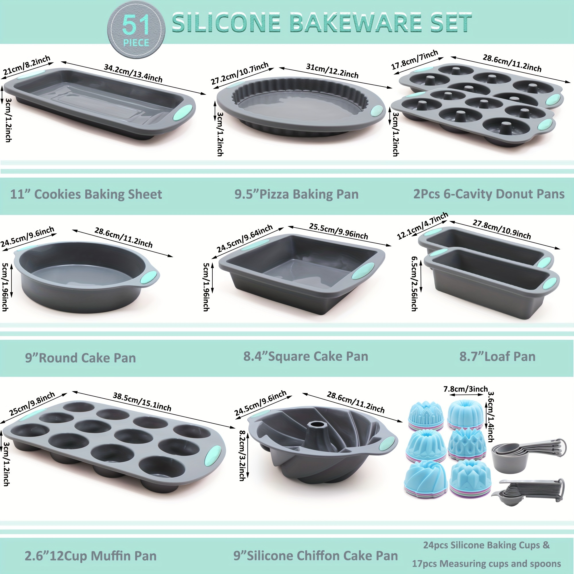 51 Pieces Silicone Baking Pan  - đánh giá và giá Donut Mold Silicone