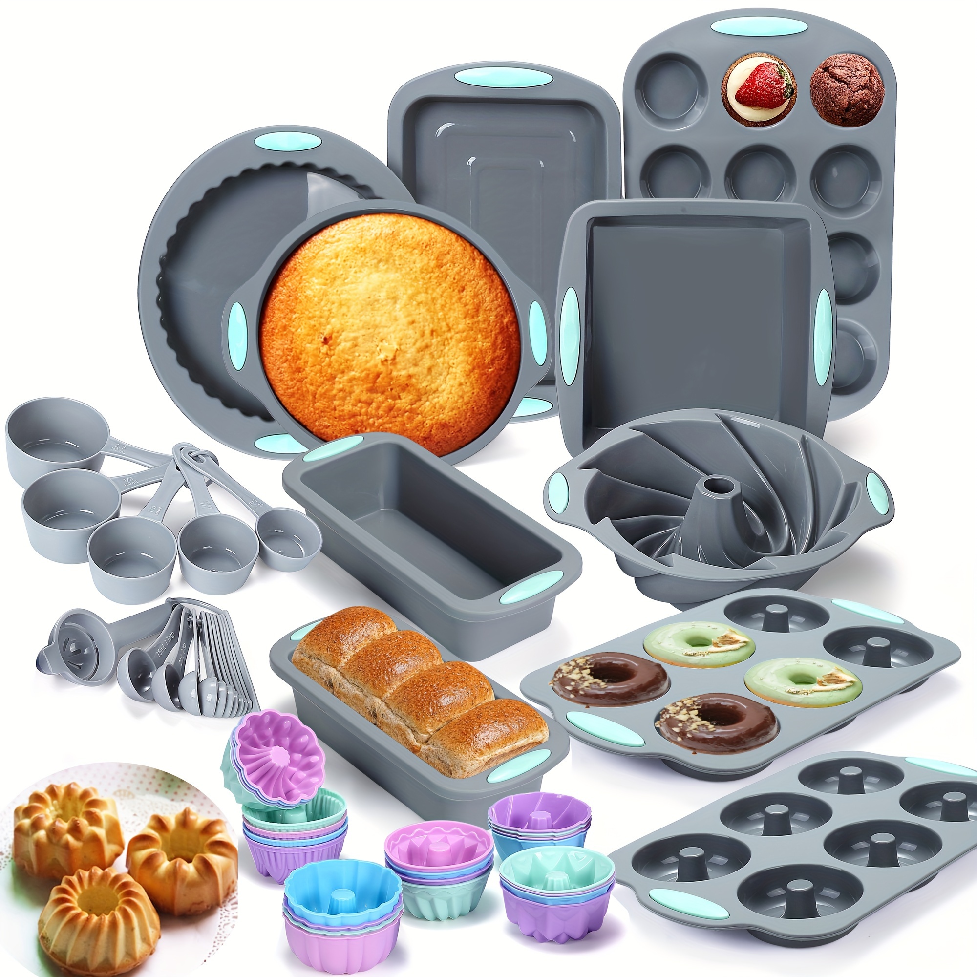 51 Pieces Silicone Baking Pan  - đánh giá và giá Donut Mold Silicone