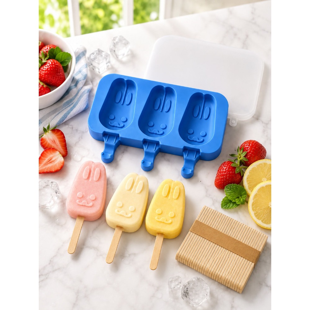 1pc 3-Cavity Silicone Popsicle - đánh giá và giá Bunny Cake Mold