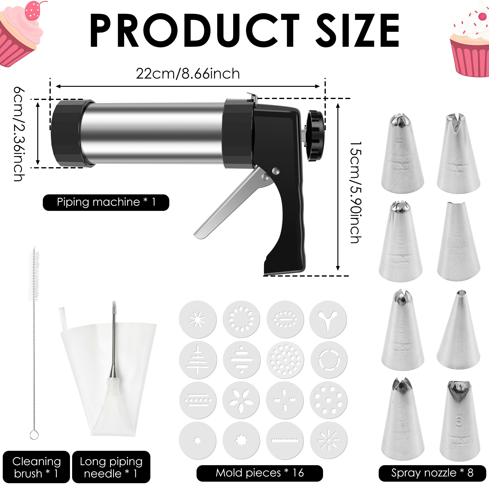 Stainless Steel Cookie Gun Chu - đánh giá và giá Churros Maker Gun